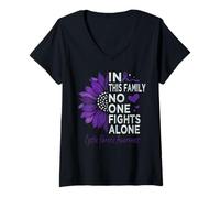 Mujer Fibrosis quística Concientización Girasol Apoyo Fibrosis quística Camiseta Cuello V