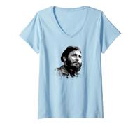 Mujer Fidel Castro Cuba Revolution Latin America Camiseta Cuello V
