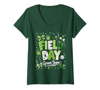 Mujer Field Day Green Team Funny para niños, Juegos de día de Campo Camiseta Cuello V