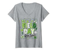 Mujer Field Day Green Team Funny para niños, Juegos de día de Campo Camiseta Cuello V