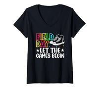 Mujer Field Day Let The Games Begin Niños Niños Niñas Maestros Camiseta Cuello V