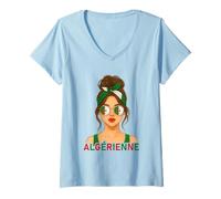 Mujer Fière Fille Algérienne Drapeau d’Algérie Copine ou Épouse Camiseta Cuello V
