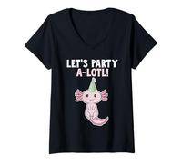 Mujer Fiesta A-Lotl Party Axolotl Camiseta Cuello V
