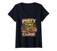 Mujer Fiesta como un caimán cajún Fiesta Carnaval Mardi Gras Camiseta Cuello V