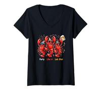 Mujer Fiesta Como Una Estrella Lob Funny Lobster Bailando Amantes De La Música Camiseta Cuello V