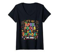 Mujer Fiesta de cumpleaños del Día de los Inocentes Eso no es una Broma Divertida Camiseta Cuello V