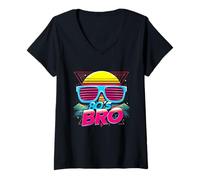 Mujer Fiesta de Disfraces de This Is My 80s Bro, The Sun, con Gafas de Sol Camiseta Cuello V