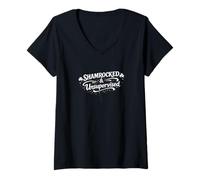 Mujer Fiesta de San Patricio destruida y sin supervisión Camiseta Cuello V