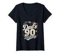 Mujer Fiesta del Día del Padre de 90 años de Edad de It's My Dad'S 90th Birthday Camiseta Cuello V
