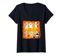 Mujer Fiesta macabra de Halloween, Divertida, Danza aterradora Camiseta Cuello V