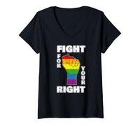 Mujer Fight For Your Right LGBTQIA Gay Lesbian Pride Camiseta Cuello V