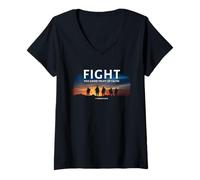 Mujer Fight The Good Fight of Faith 1 Timothy 6:12 Christian Verse Camiseta Cuello V