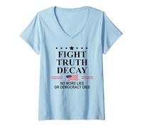 Mujer Fight Truth Decay Protest Sign,Defend Democracy Dies Silence Camiseta Cuello V