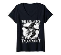 Mujer Figura de Bruja mística Magia Oscura Mujeres Brujas Camiseta Cuello V