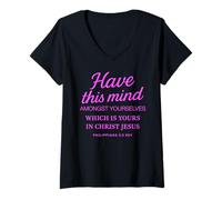 Mujer Filipenses 2:5 Ten Esta Mente Escritura Cristo Jesús Oración Camiseta Cuello V