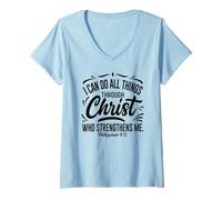 Mujer Filipenses 4:13 I Can Do All Things | Verso Bíblico Cristiano Camiseta Cuello V