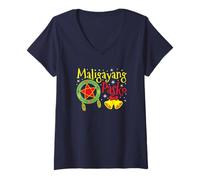 Mujer Filipinas Filipino Navidad Maligayang Pasko Camiseta Cuello V