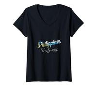 Mujer Filipinas Vacaciones de Primavera 2026 Viajes de Vacaciones Camiseta Cuello V