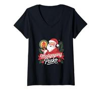 Mujer Filipino Santa Claus Navidad Maligayang Pasko Camiseta Cuello V