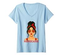 Mujer Fille Marocaine Drapeau du Maroc Copine ou Épouse Marocaine Camiseta Cuello V