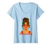 Mujer Fille Marocaine Drapeau du Maroc Copine ou Épouse Marocaine Camiseta Cuello V