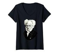 Mujer Filosofía existencialista de Schopenhauer Camiseta Cuello V