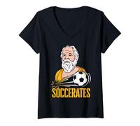 Mujer Filosofía Griega de fútbol Camiseta Cuello V