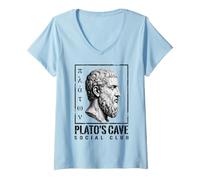 Mujer Filósofo Griego del Club Social de la Cueva de Platón Camiseta Cuello V