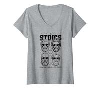 Mujer Filósofos estoicos Cita Filosofía Motivacional Estoicismo Camiseta Cuello V