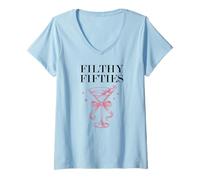 Mujer Filthy Fifty Feral 50s Filthy 50th Birthday Filthy Martini Camiseta Cuello V