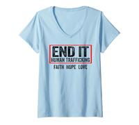 Mujer Fin de la Trata de Seres Humanos - Fin de la Trata de Personas Camiseta Cuello V