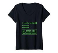 Mujer Fin de Semana Perdido Error 404 Gaming Retro Camiseta Cuello V