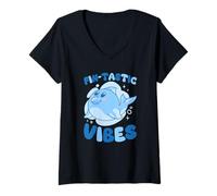 Mujer Fin-Tastic Vibes Delfín Kawaii Lindo Divertido Camiseta Cuello V