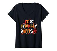 Mujer Finally Autumn Autism Awareness Camiseta Cuello V