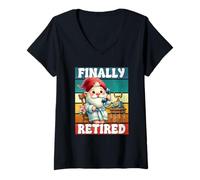Mujer Finally Retired Dad Gnome For Men And Women Happy Retirement Camiseta Cuello V