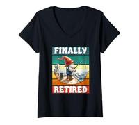 Mujer Finally Retired Fishing Grandpa Gnome Graphic For Retirement Camiseta Cuello V