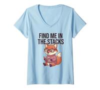 Mujer Find Me In Stacks Cotización Fox Reading Book Club Camiseta Cuello V