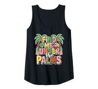 Mujer Find Me Under The Palms Cool Tropical Retro Beach Vacaciones Camiseta sin Mangas