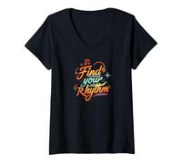 Mujer Find Your Rhythm Music Headphones Lover Camiseta Cuello V