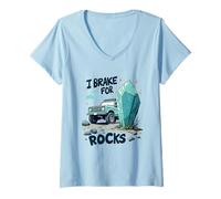 Mujer Fines De Semana I Break For Rocks Rockhounding Rocas Camiseta Cuello V