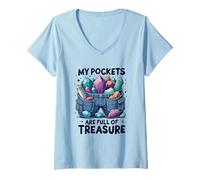 Mujer Fines De Semana Pockets Are Full of Treasure Rockhounding Camiseta Cuello V