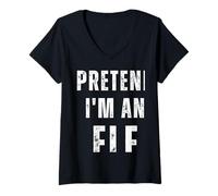 Mujer Finge Que Soy un Elfo, Disfraz a Juego para Halloween Camiseta Cuello V