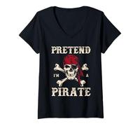 Mujer Fingir que soy un pirata divertido Halloween Talk Like a Pirate Day Camiseta Cuello V