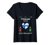 Mujer Finlande Appelle Et Je Dois Partir Finlande Shirt Finland Camiseta Cuello V