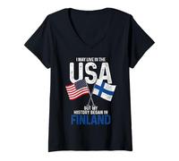 Mujer Finlandés Americano Mi Historia Comenzó En Finlandia Orgullo Finlandés Camiseta Cuello V