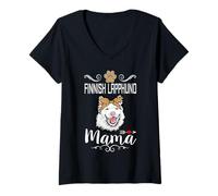 Mujer Finnish Lapphund Mama Dog Lover Puppy Dog Mom Mothers Day Camiseta Cuello V