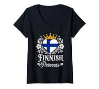 Mujer Finnish Princess Finland Flag Proud Finnish Girl Camiseta Cuello V