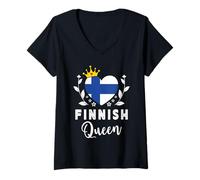 Mujer Finnish Queen Finland Flag Proud Finnish Woman Camiseta Cuello V