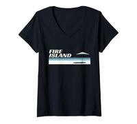Mujer Fire Island New York/Fire Island Long Island NY Camiseta Cuello V