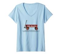Mujer Fire Island retro rojo vagón playa verano vacaciones amigo Camiseta Cuello V